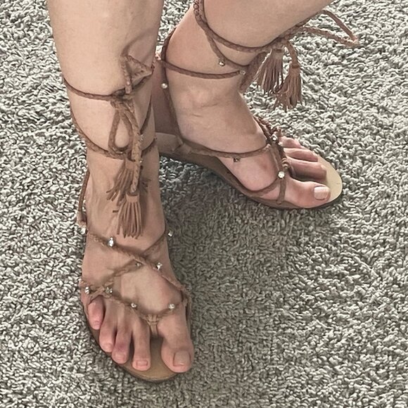 LOEFFLER RANDALL rhinestone wrap sandals size 8.5/9 US - Picture 2 of 7